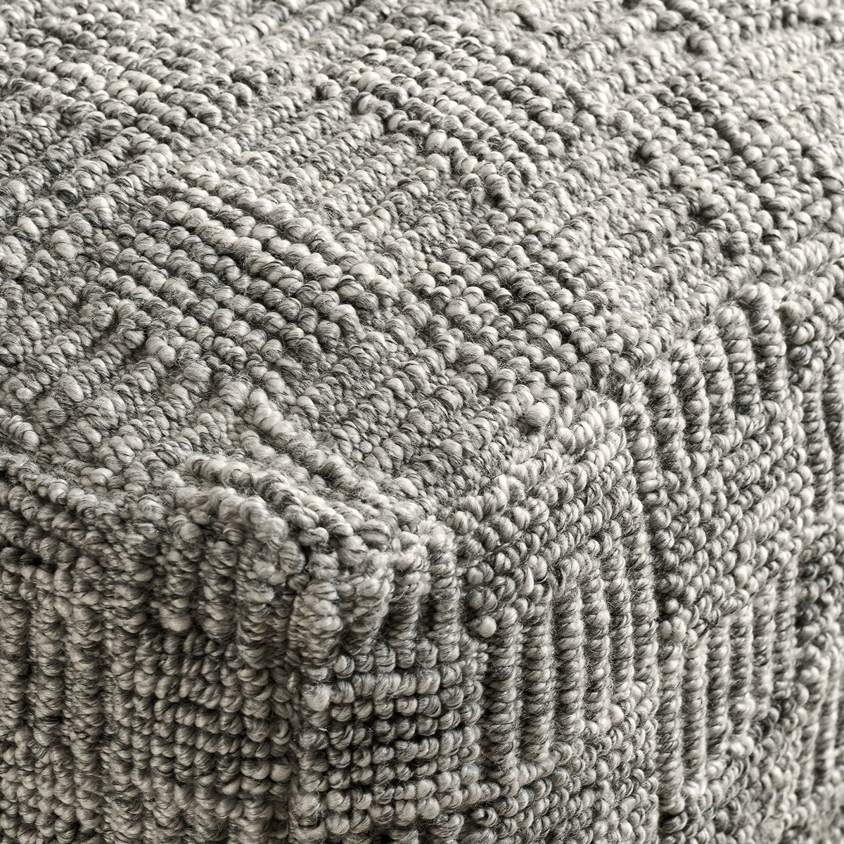 Gray 100% PET Recycled Plastic Performance Indoor/Outdoor Performance Vico Pouf 18"x18"x14" Collection