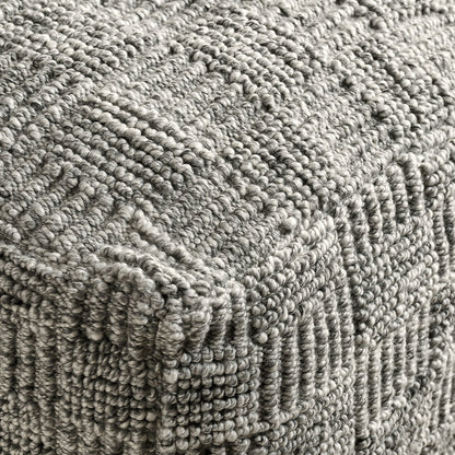 Gray 100% PET Recycled Plastic Performance Indoor/Outdoor Performance Vico Pouf 18"x18"x14" Collection