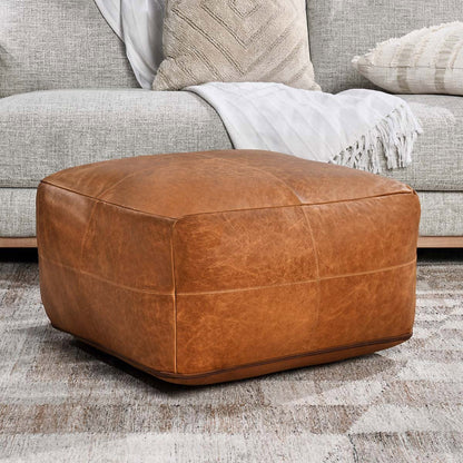 Chestnut 100% Genuine Leather Solid Leather Pouf Collection