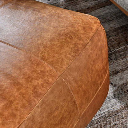 Chestnut 100% Genuine Leather Solid Leather Pouf Collection