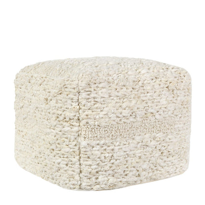 Ivory 90% Wool/10% Cotton Solid Sinclair Pouf 18x18x14 Collection