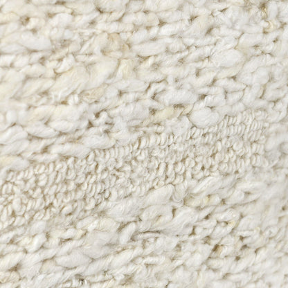 Ivory 90% Wool/10% Cotton Solid Sinclair Pouf 18x18x14 Collection