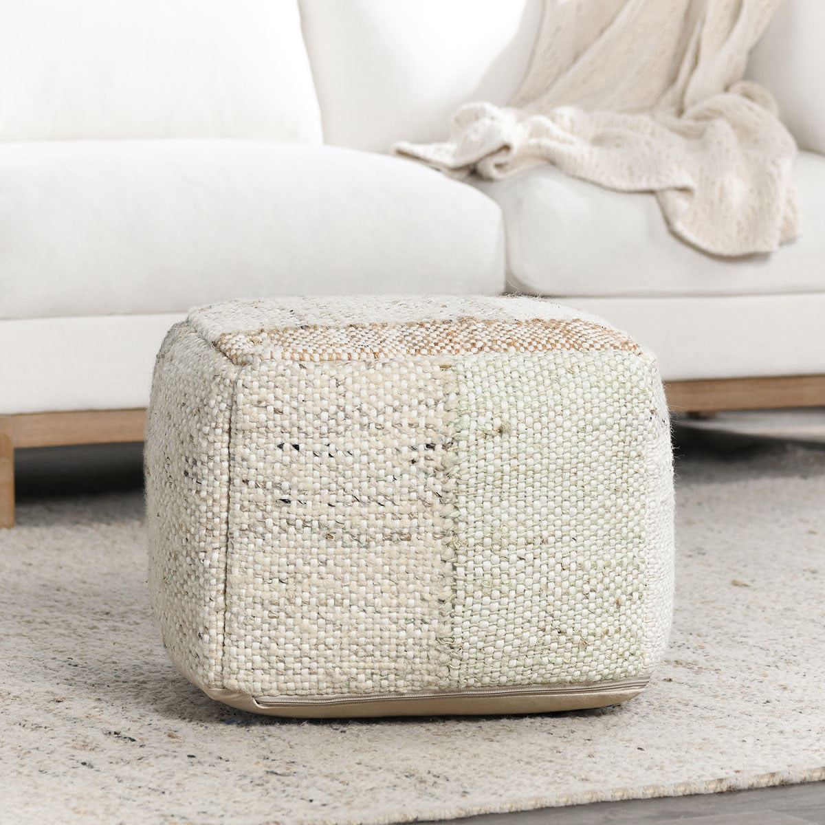 Multi 60% Wool/40% Cotton Pattern Ritsa Pouf 18x18x14 Collection