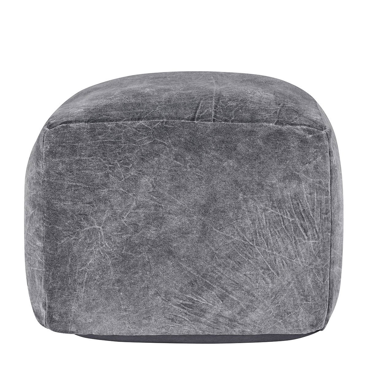 Stone Gray 100% Cotton Solid Heirloom Velvet Pouf Collection