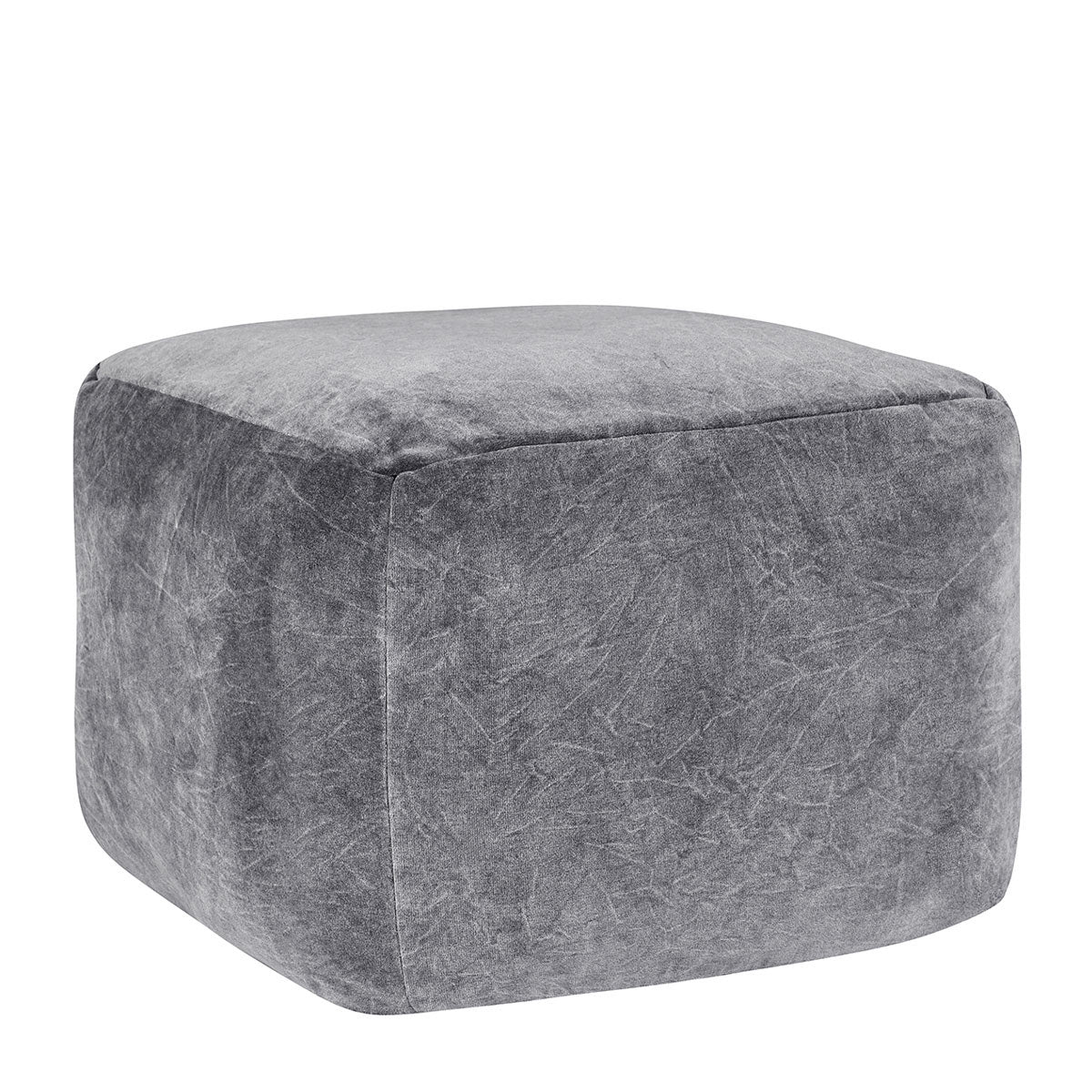 Stone Gray 100% Cotton Solid Heirloom Velvet Pouf Collection