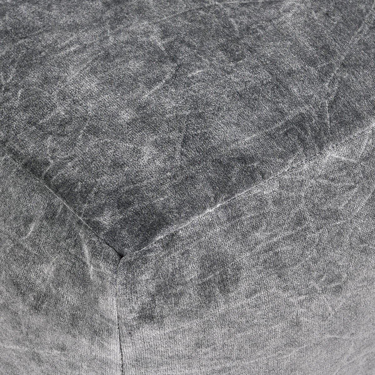 Stone Gray 100% Cotton Solid Heirloom Velvet Pouf Collection