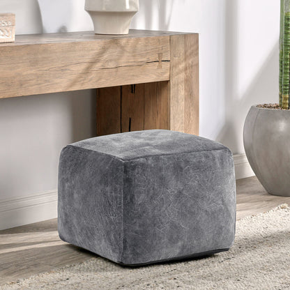 Stone Gray 100% Cotton Solid Heirloom Velvet Pouf Collection
