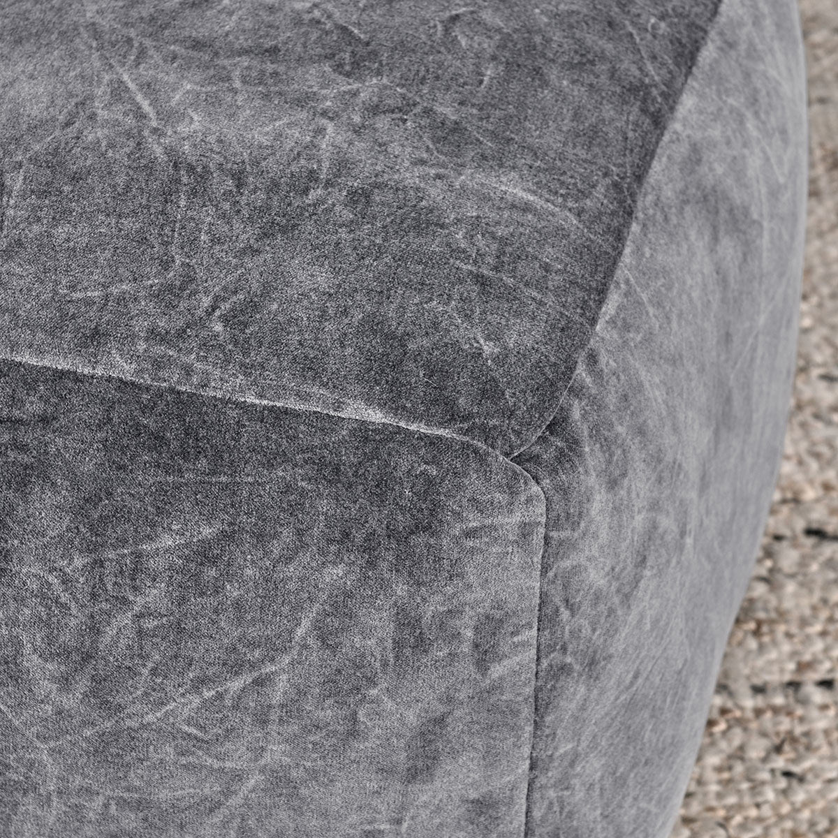 Stone Gray 100% Cotton Solid Heirloom Velvet Pouf Collection