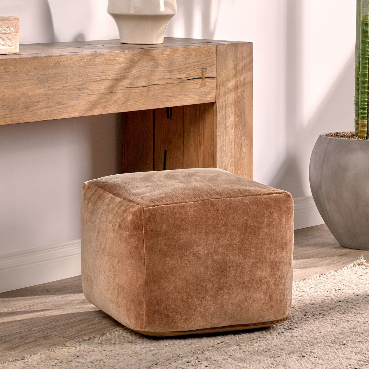 Hazel 100% Cotton Solid Heirloom Velvet Pouf Collection