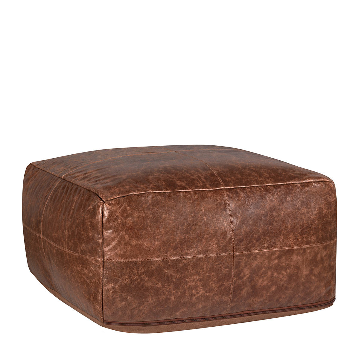 Kona Brown 100% Leather Solid Leather Pouf Collection