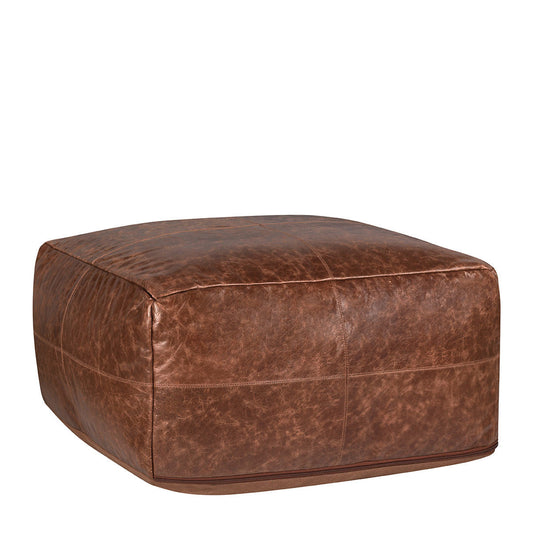 Kona Brown 100% Leather Solid Leather Pouf Collection