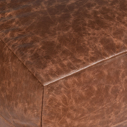 Kona Brown 100% Leather Solid Leather Pouf Collection