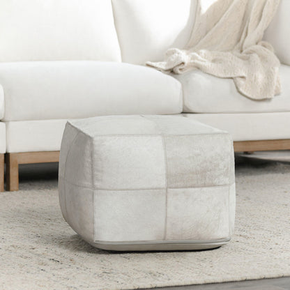 Ivory 100% Hide Solid Hide Pouf Collection
