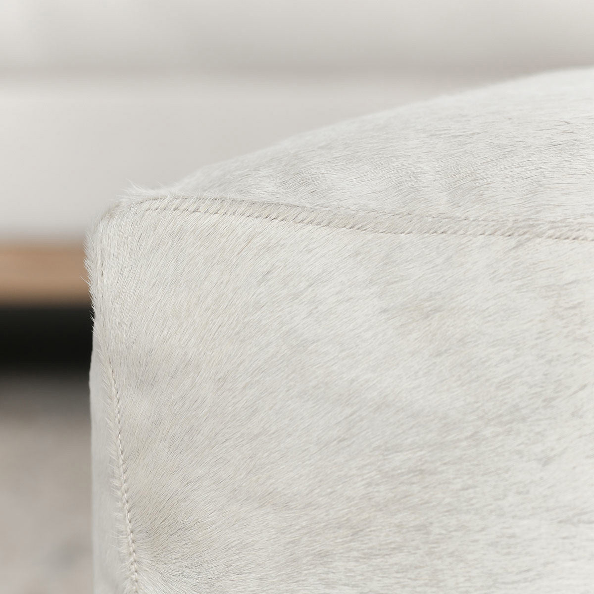 Ivory 100% Hide Solid Hide Pouf Collection