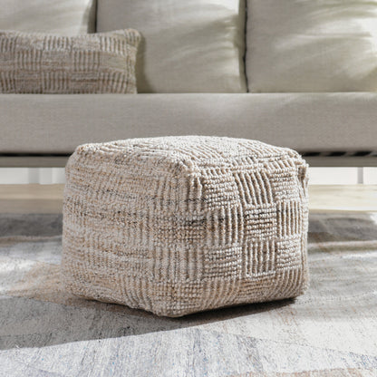 Caramel Multi Performance Indoor/Outdoor Performance Vico Pouf 18"x18"x14" Collection