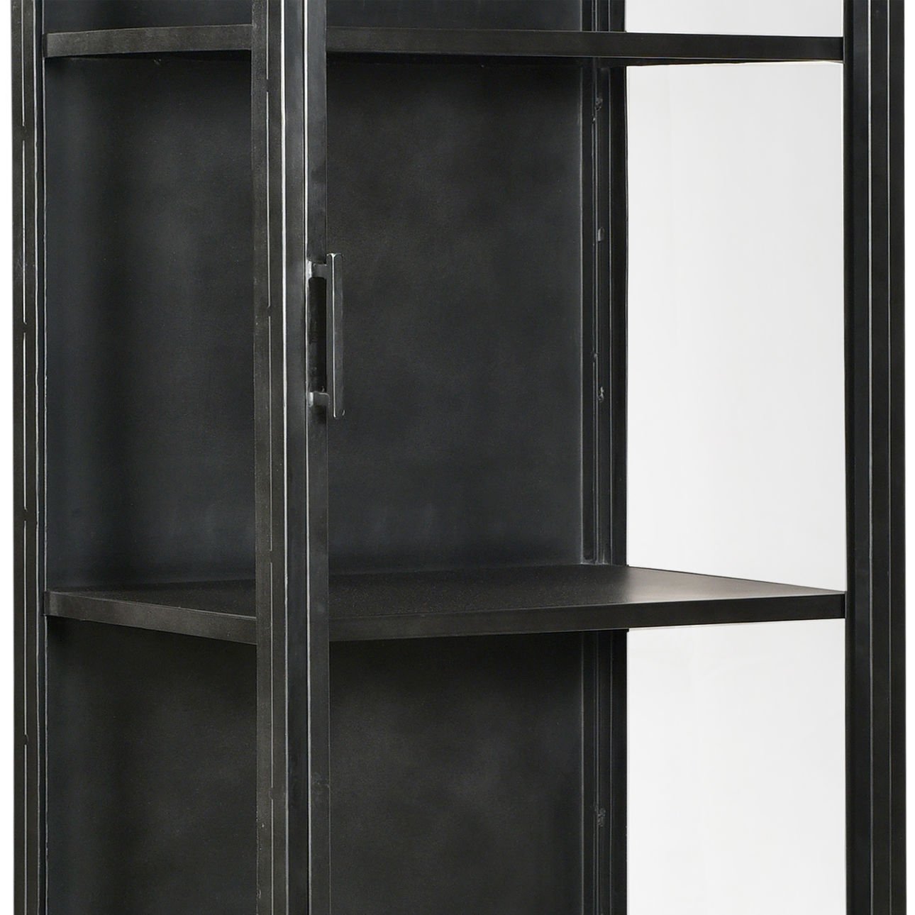 Antique Gunmetal Finish Iron Frame and Glass Doors Cabinet 24 in Wide