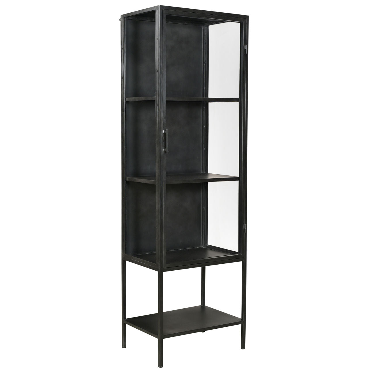 Antique Gunmetal Finish Iron Frame and Glass Doors Cabinet 24 in Wide