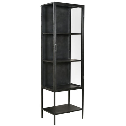 Antique Gunmetal Finish Iron Frame and Glass Doors Cabinet 24 in Wide