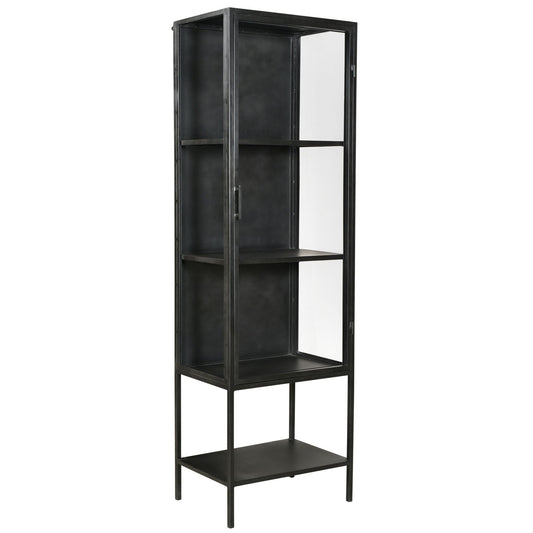 Antique Gunmetal Finish Iron Frame and Glass Doors Cabinet 24 in Wide