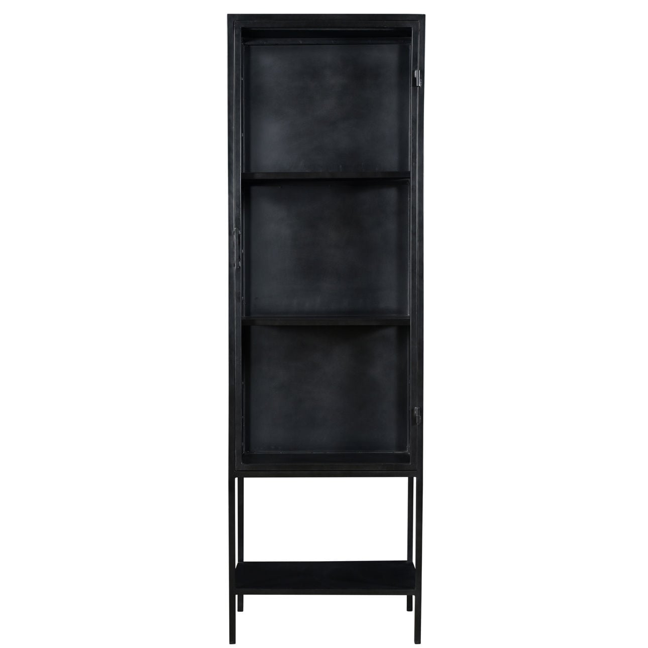 Antique Gunmetal Finish Iron Frame and Glass Doors Cabinet 24 in Wide