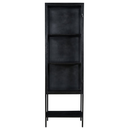 Antique Gunmetal Finish Iron Frame and Glass Doors Cabinet 24 in Wide