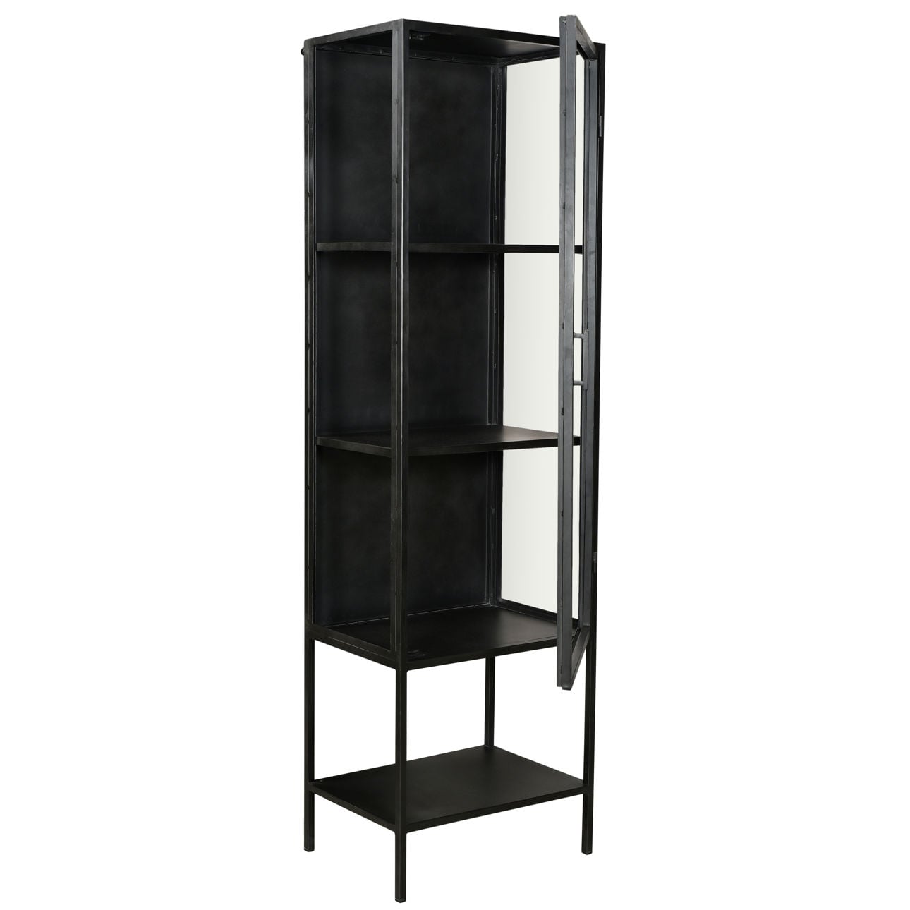 Antique Gunmetal Finish Iron Frame and Glass Doors Cabinet 24 in Wide
