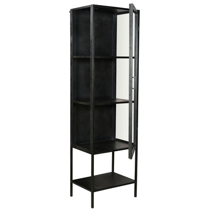 Antique Gunmetal Finish Iron Frame and Glass Doors Cabinet 24 in Wide