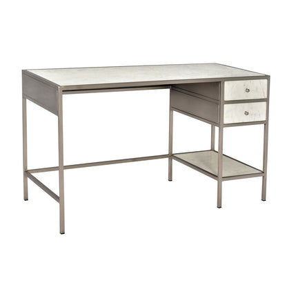 Antique Nickel Finish and Natural Marble Banswara Marble and Iron Desk 51 in Wide