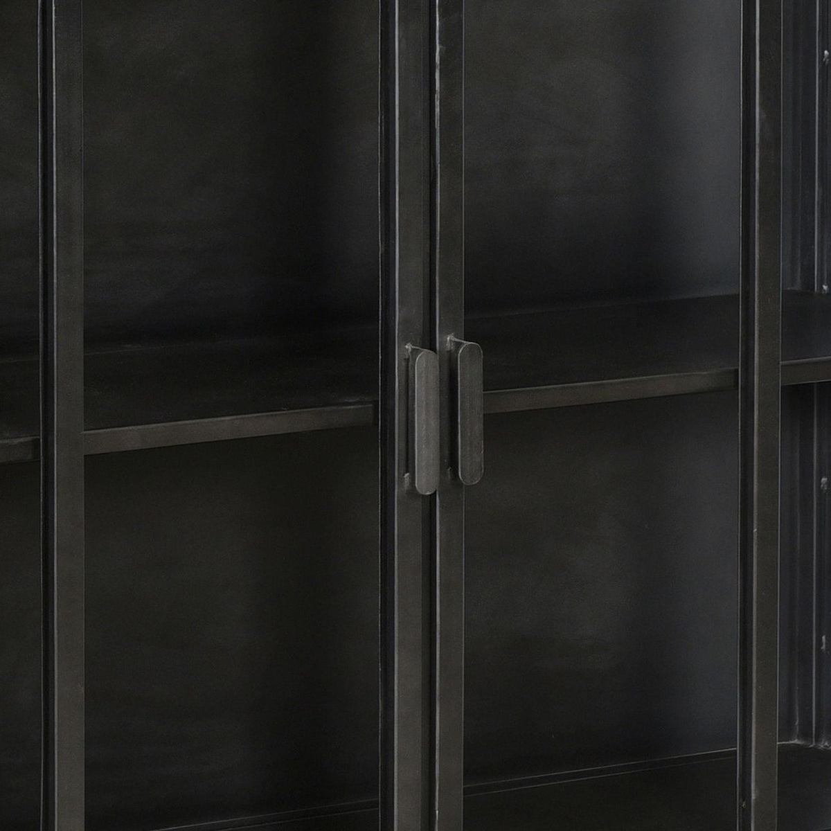 Elevated Iron Frame and Glass Doors Cabinet
