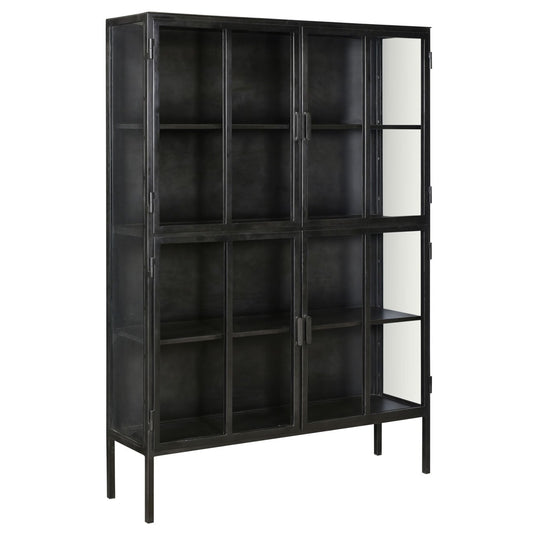 Elevated Iron Frame and Glass Doors Cabinet