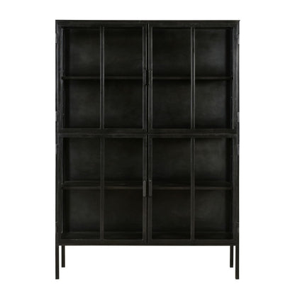 Antique Gunmetal Finish Iron Frame and Glass Doors Cabinet 51 in Wide