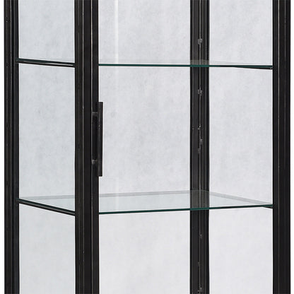 Gunmetal Finish Iron Frame and Glass Doors Cabinet 24 in Wide