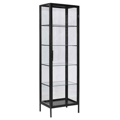 Gunmetal Finish Iron Frame and Glass Doors Cabinet 24 in Wide
