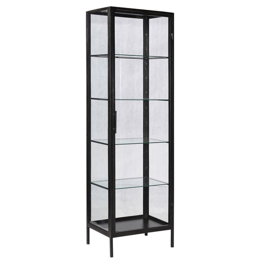 Gunmetal Finish Iron Frame and Glass Doors Cabinet 24 in Wide