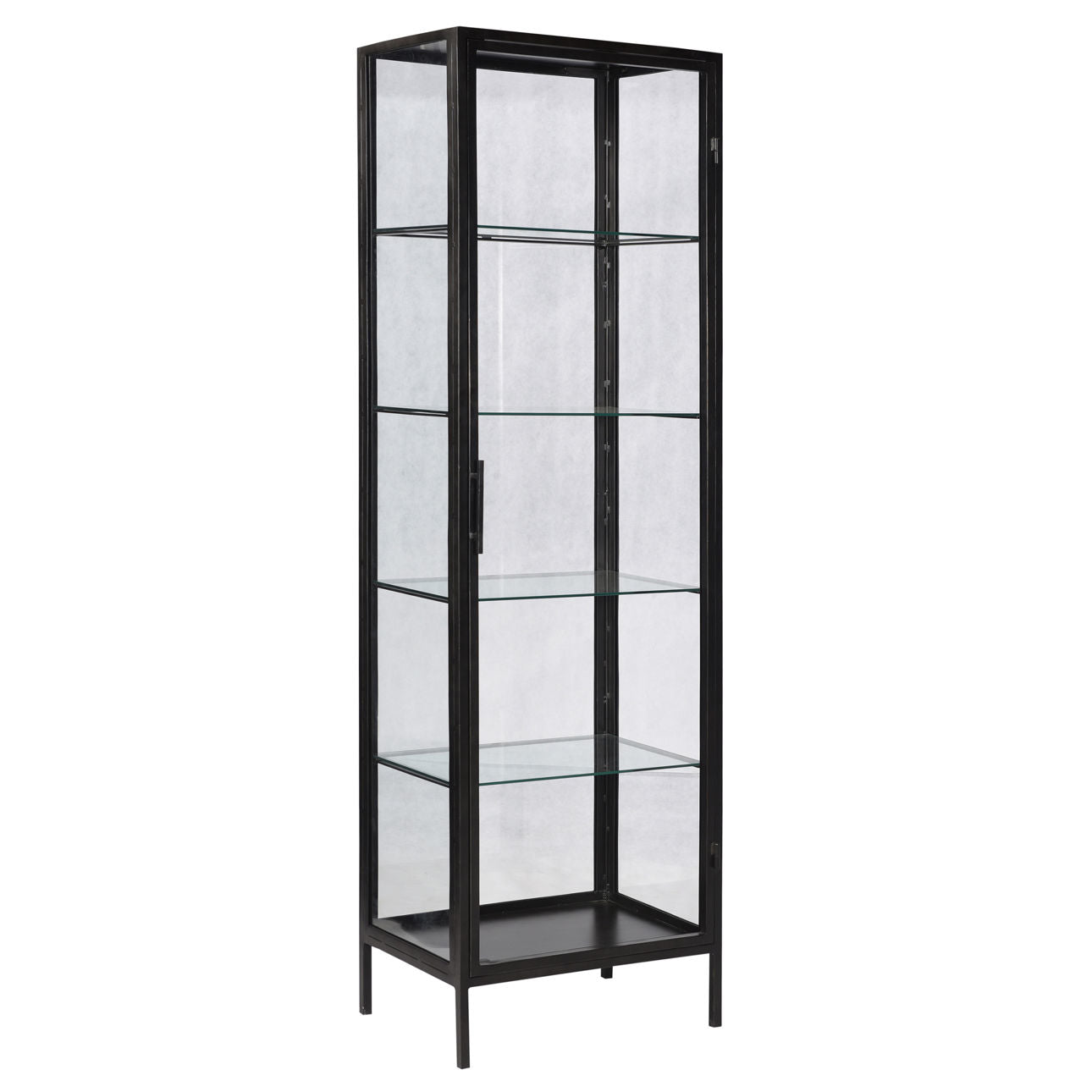 Gunmetal Finish Iron Frame and Glass Doors Cabinet 24 in Wide