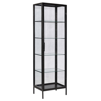 Gunmetal Finish Iron Frame and Glass Doors Cabinet 24 in Wide