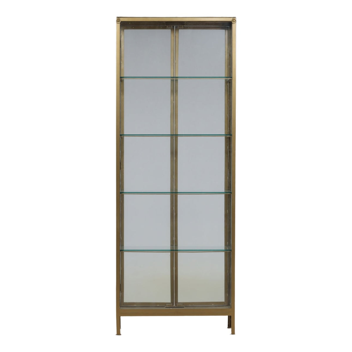 Elevated Iron Frame and Glass Doors Cabinet