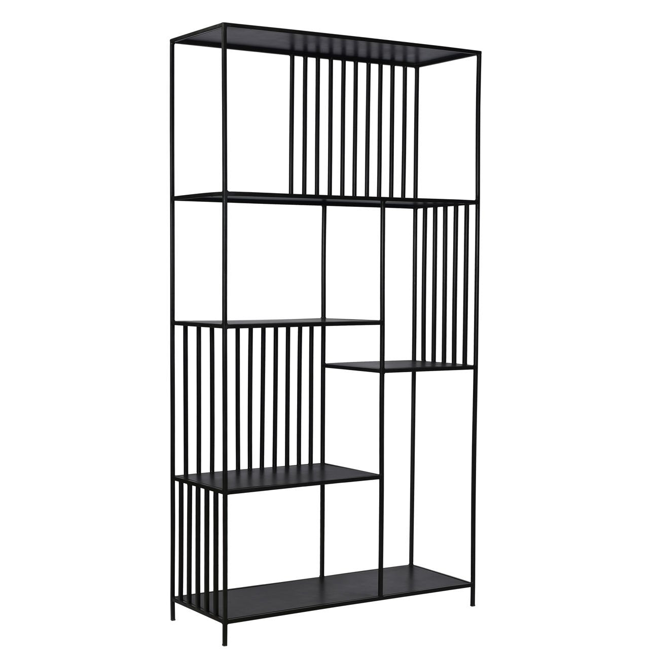 Black Gunmetal Finish Iron Bookcase 39 in Wide