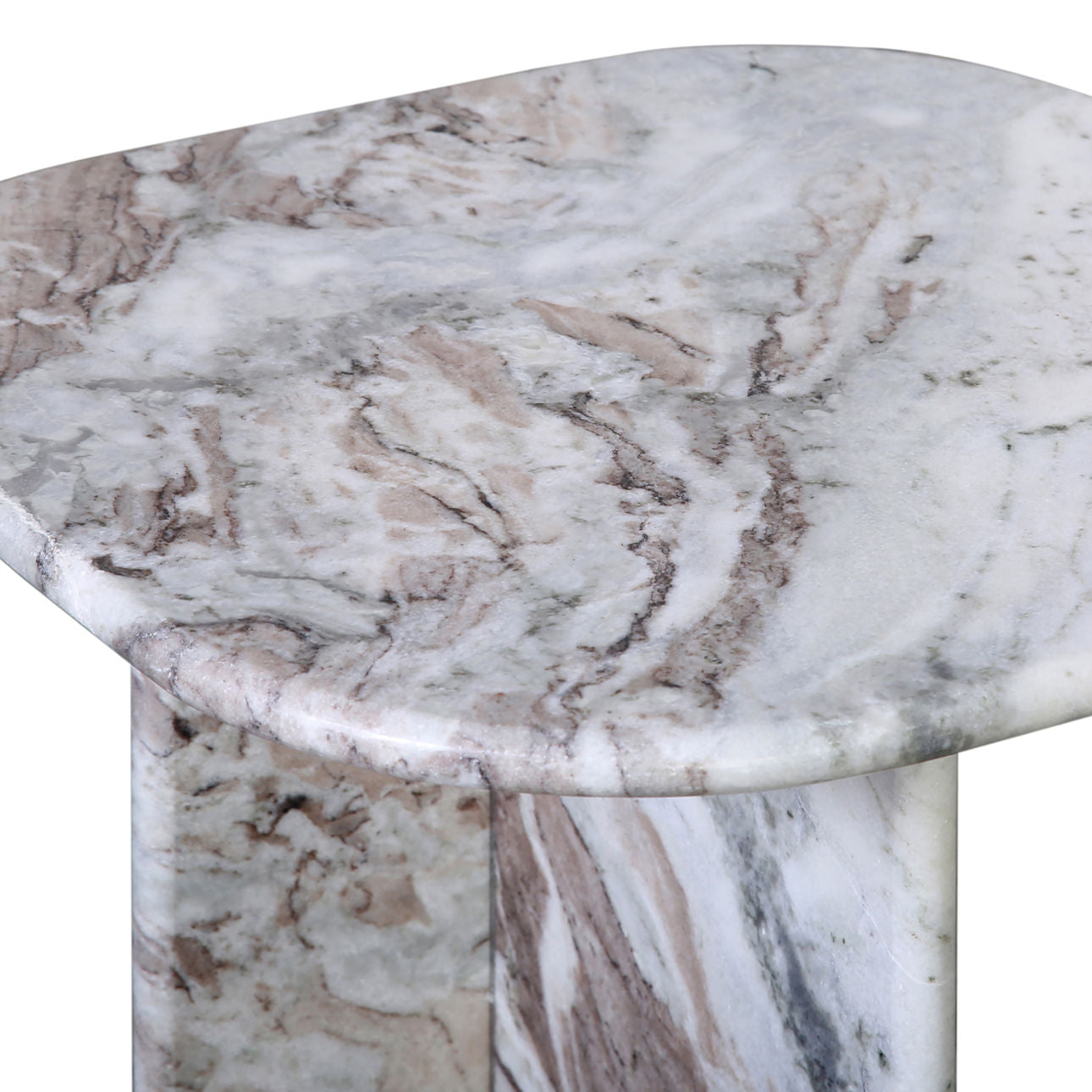 Brown and White Marble with Natural Veining Sanwar Marble Table 18 in Wide