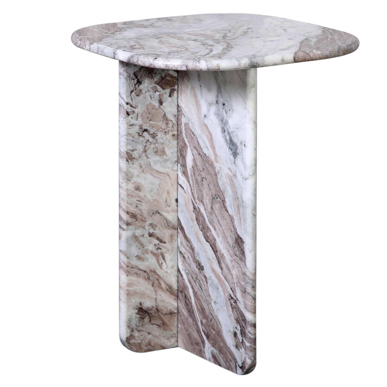 Brown and White Marble with Natural Veining Sanwar Marble Table 18 in Wide