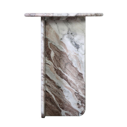 Brown and White Marble with Natural Veining Sanwar Marble Table 18 in Wide