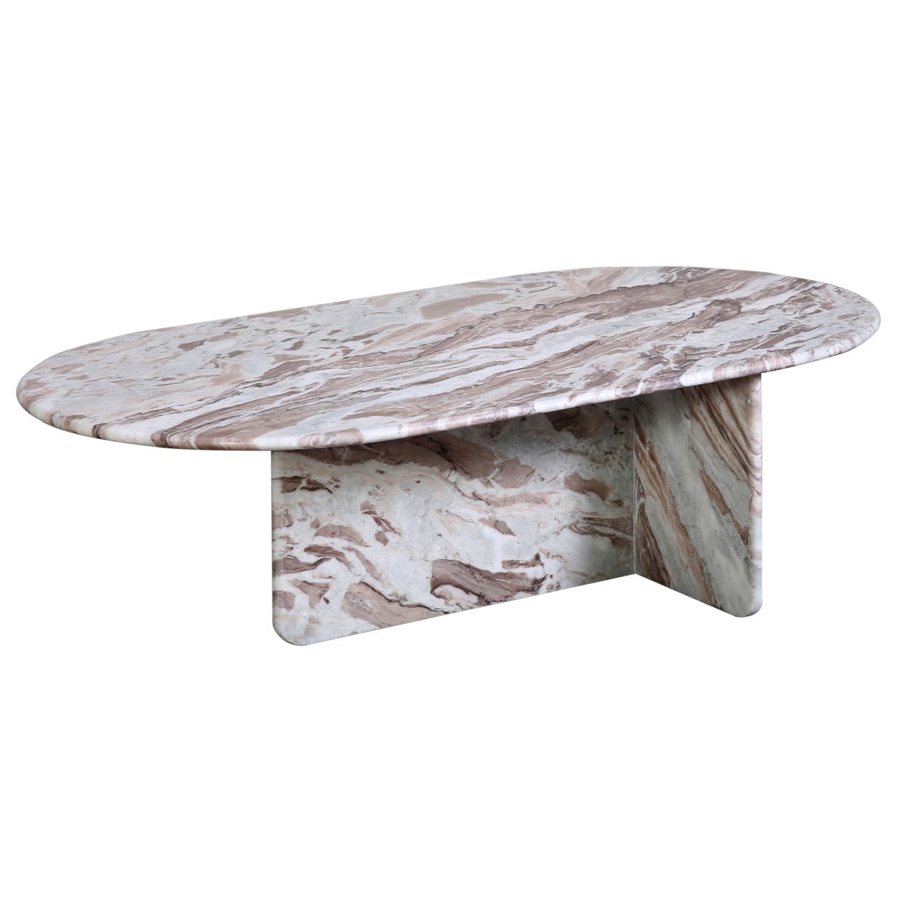 Brown and White Marble with Natural Veining Sanwar Marble Table 52 in Wide
