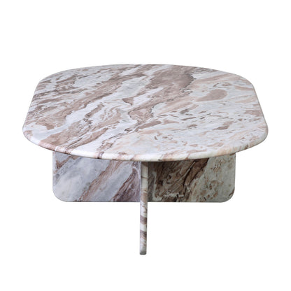 Brown and White Marble with Natural Veining Sanwar Marble Table 52 in Wide