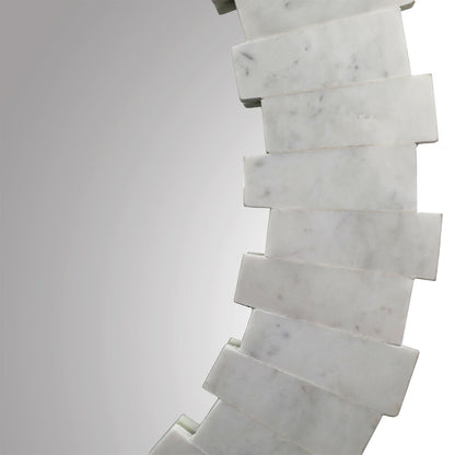 White Marble Frame Mirror 38.5 in Wide