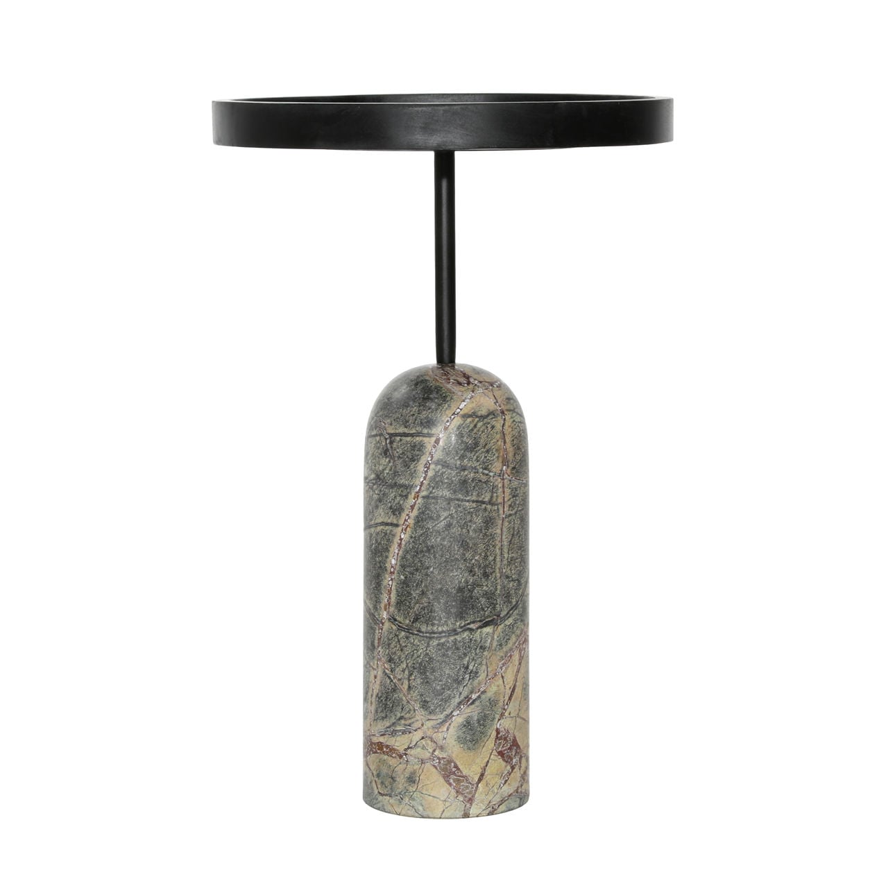Black and Green Marble Base Mango Wood and Bidasar Marble Table 16 in Wide