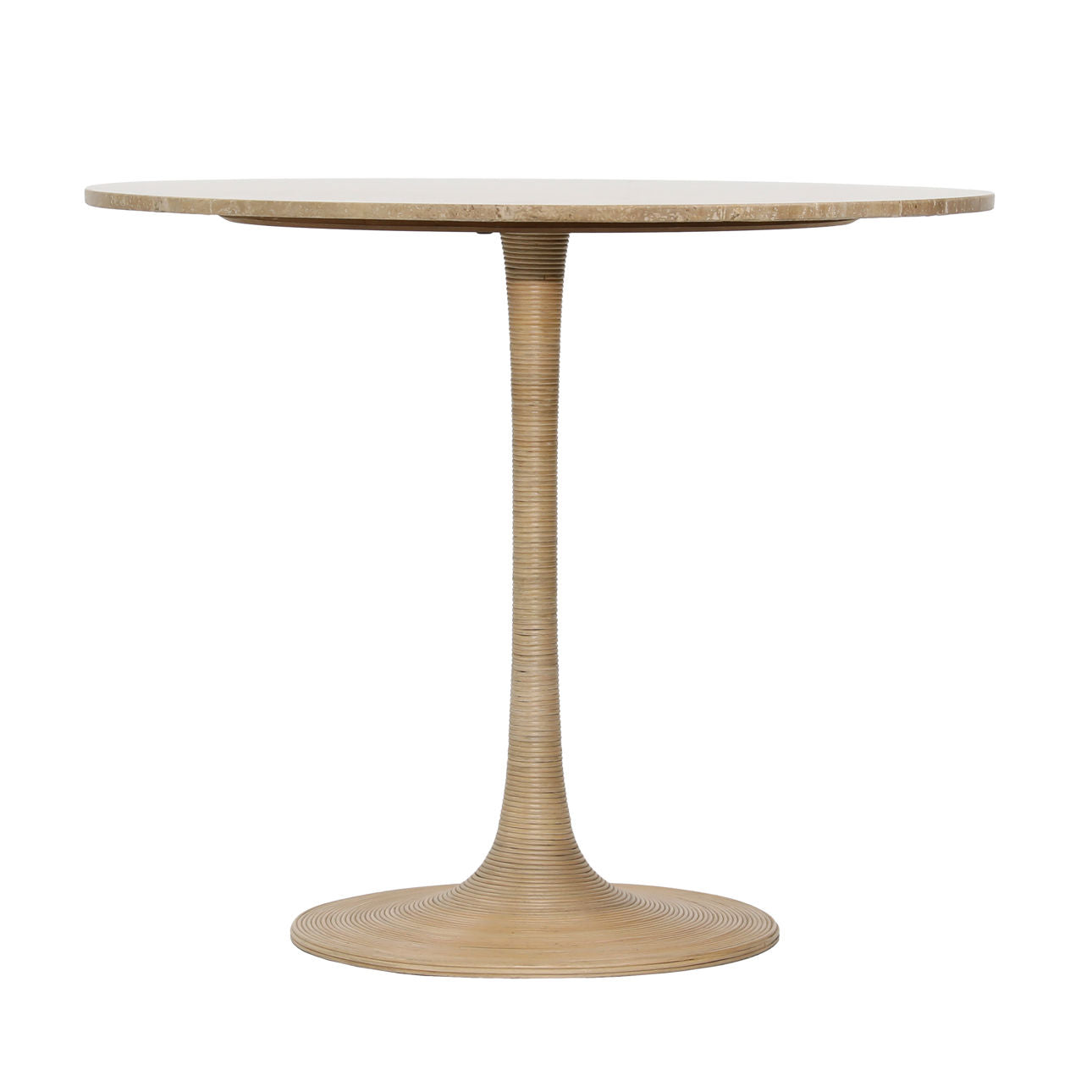 Natural Travertine, Cane and Iron Table 36 in Wide