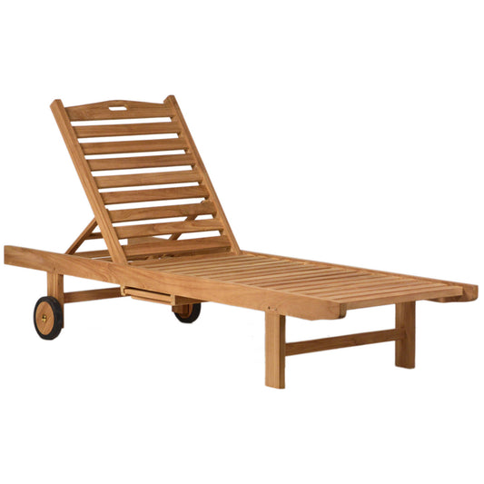 Natural Finish Teak Wood Chaise 79 in Wide