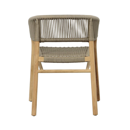 Natural Wood Finish and Taupe Rope Teak Wood with Synthetic Rope Chair 24 in Wide