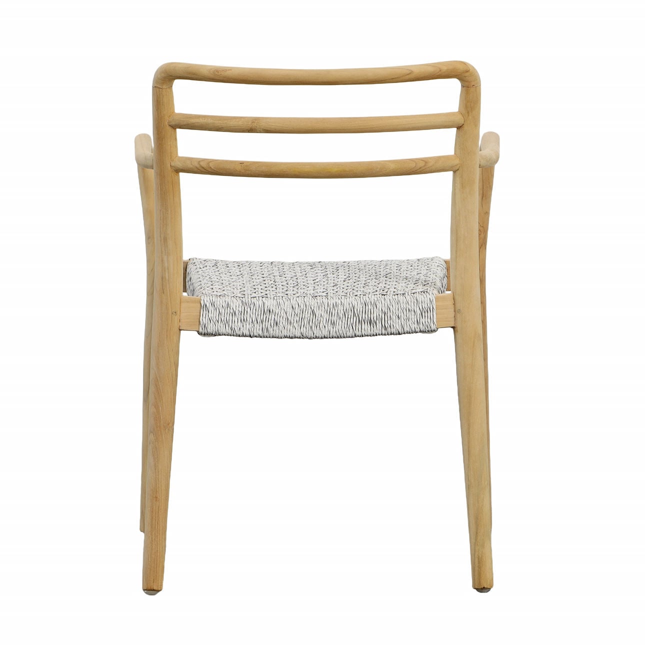 Natural Wood Finish Frame and White Weave Teak Wood with Synthetic Rope Chair 23 in Wide