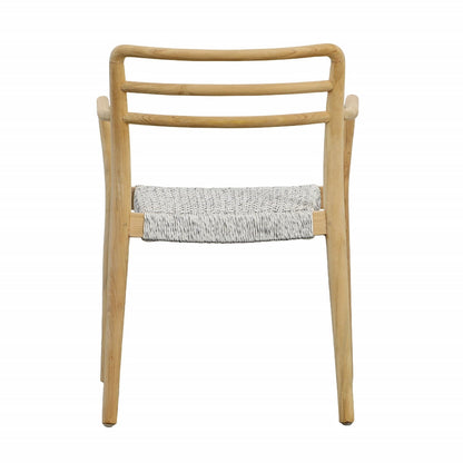 Natural Wood Finish Frame and White Weave Teak Wood with Synthetic Rope Chair 23 in Wide